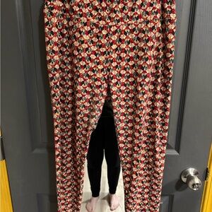 Red Leggings with Frenchie Print